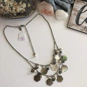 NWT Lia Sophia Necklace mother of Pearl discs